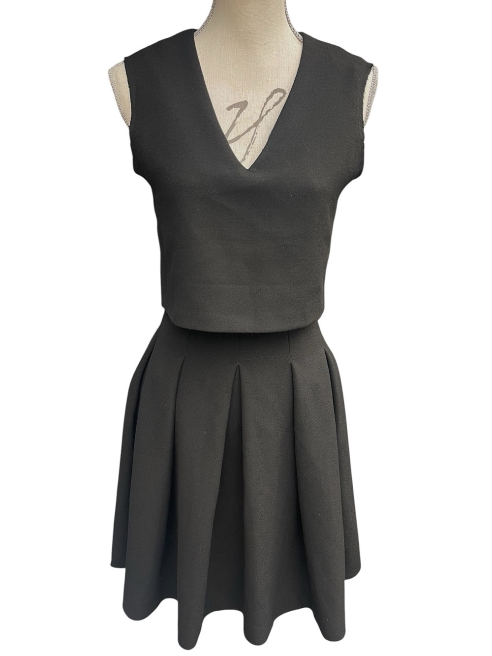 Maje Black Rozane Bodice Overlay Sleeveless A-Line Dress Popover (XS/S)